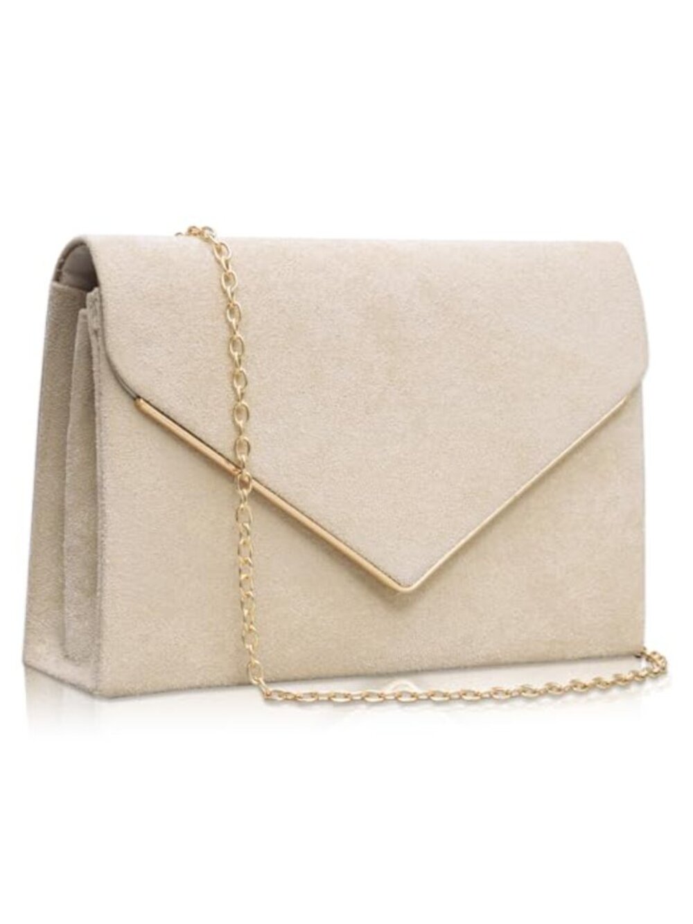 Suede Envelope Clutch Purse with Detachable Chain Strap Evening Bag
